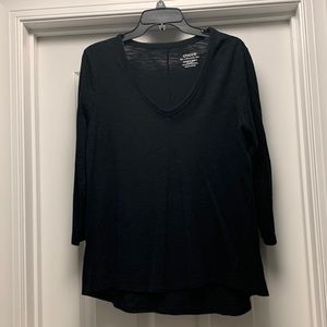 Chico’s the ultimate tee Sz 1 black 3/4 sleeve V neck tunic tee